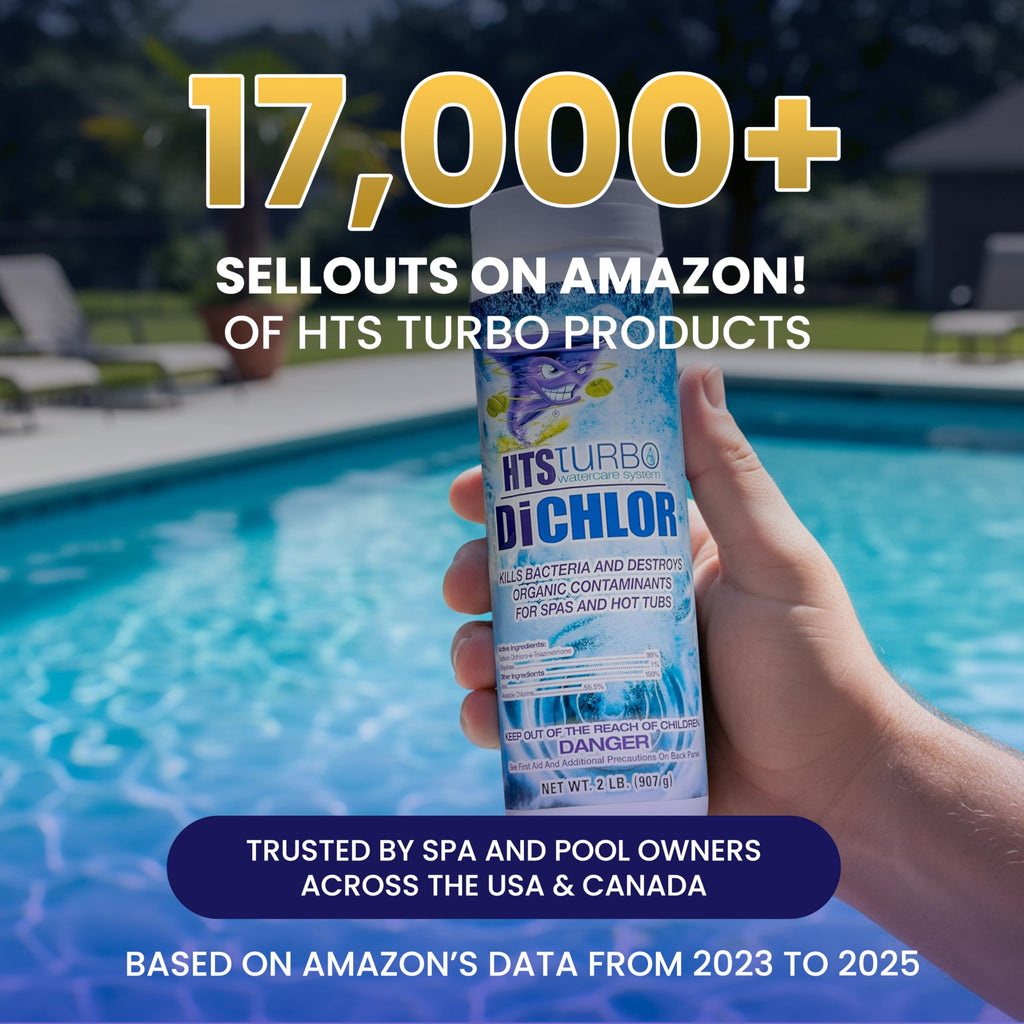 HTS Turbo Chlorine Granules for Hot Tubs and Spa - 2 lbs (32 oz) Made in USA | Stabilized Dichlor, Fast-Dissolving Granular Chlorine Sanitizer | Hot Tub Spa Water Care Treatment