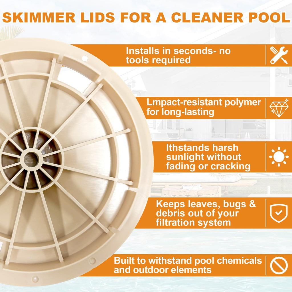 SuperDi SPX1070C10 Tan Cover Replacement for Hayward Automatic Skimmers Replace SP1070, SP1071, and SP10712S Pool Skimmer Cover