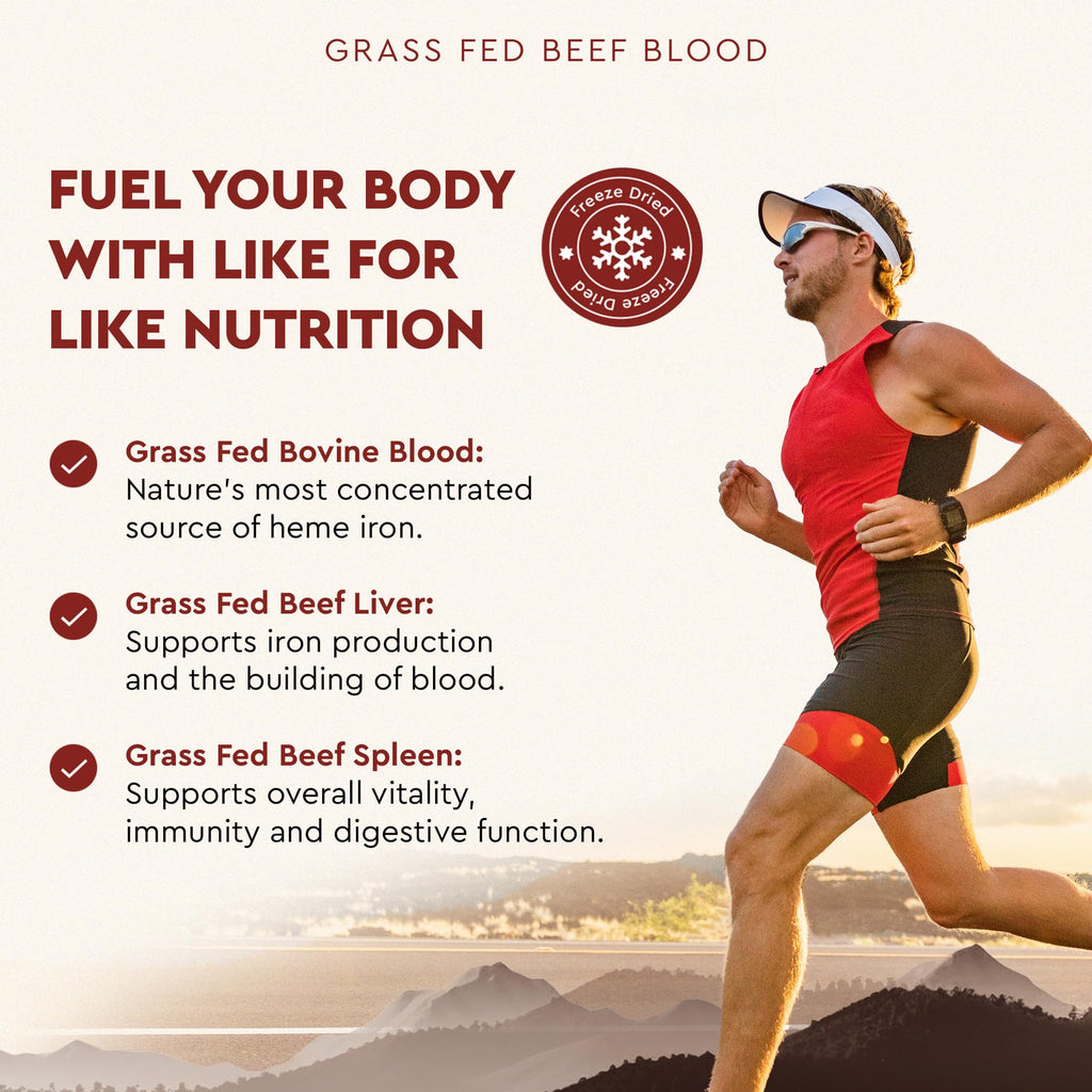 Ancestral Supplements Grass Fed Blood is Blood, Liver & Spleen Formula, 500mg, Grass Fed Beef Supplement, Red & White Blood Cell Formation, Immune and Heart Health Support, Non GMO, 180 Capsules