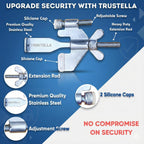 Original Trustella Heavy-Duty Portable Door Lock with Stainless Steel Build. Perfect for Home, Travel, Hotels, and Apartments for Inward-Opening Doors with a 2 mm Gap. (Silver/Black)