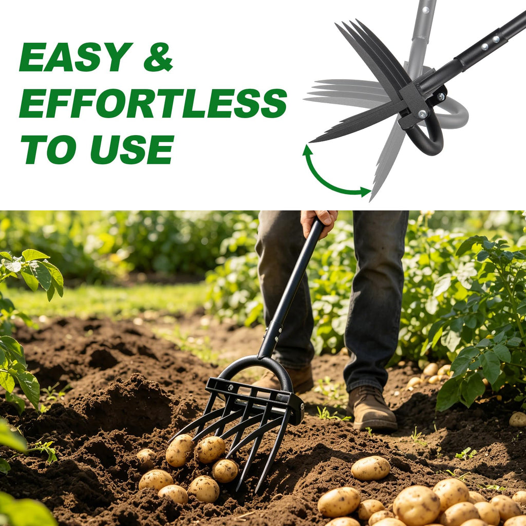 REILEIHODE Broad Fork Garden Tool, 63" Heavy Duty Broadfork Hand Tiller with Double 5+4 Sharp Tines, Garden Pitchfork with Ergonomic D-Shaped Handle, Spading Dig