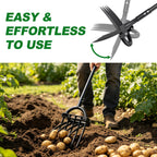 REILEIHODE Broad Fork Garden Tool, 63" Heavy Duty Broadfork Hand Tiller with Double 5+4 Sharp Tines, Garden Pitchfork with Ergonomic D-Shaped Handle, Spading Dig