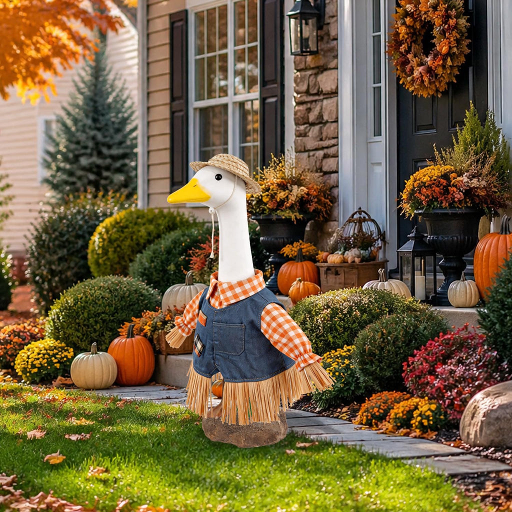Fall Scarecrow Porch Goose Outfit Autumn Goose Costume for Outdoor Decor