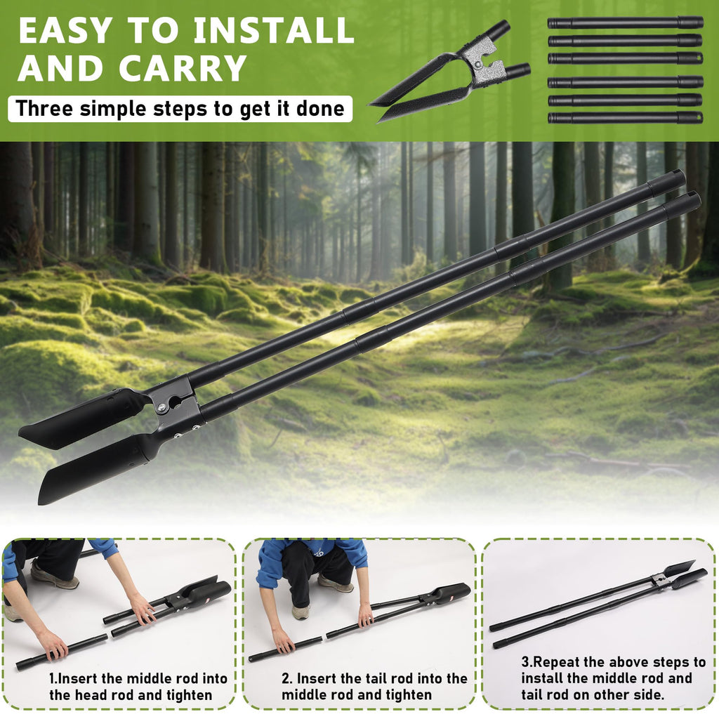 LLARGUEST Post Hole Digger,57 Inch Heavy Duty Metal Hole Digger Tool for Digging,Grey Manual Tool for Transplant, Camping,Gardening.