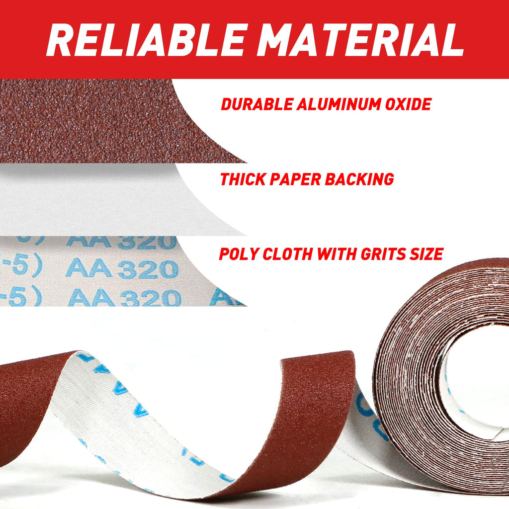 Emery Cloth Roll 80 Grit 1" x 98' for Metal & Wood