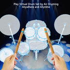 Electric Drumsticks Air Drum Sticks 4rd Gen Virtual Air Drum with Drumsticks, Pedals, Bluetooth and 8 Sounds, Electronic Drum Set for Adults, Children, Gift