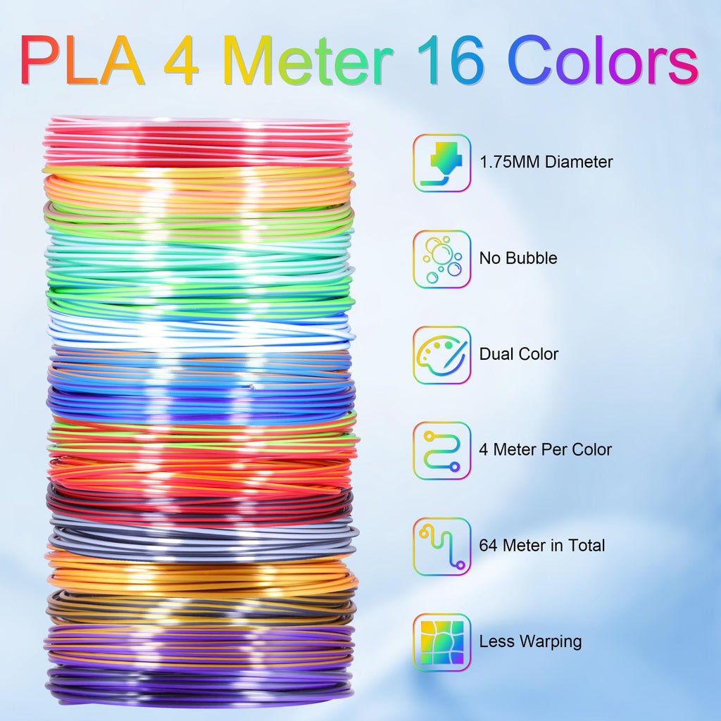 PCL Filament Strands for 3Doodler Start+ 3D Pen, Low Print Temperature Filament Only Fit for 3Doodler Start 3D Pen，PCL by MIKA3D (23 Colors)
