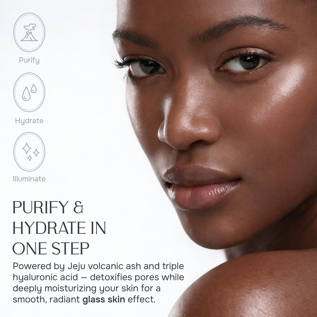 NUNA Volcanic Ash Hydrogel Face Masks with Smile Line Patches – Korean Glass Skin Detox & Deep Hydrating Jelly Mask with Hyaluronic Acid, Ceramides – Overnight Moisturizing + Purifying Care, 7 Sheets