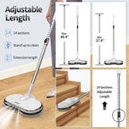 Electric Mop, AlfaBot WS-24 Cordless Spin Mop for Floor Cleaning, Lightweight & Rechargeable Floor Cleaner with Water Sprayer and LED Headlight for Hardwood and Tile Floors, White