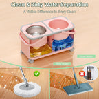 2026 Upgraded Gen 2 Spin Mop and Bucket Set with 4 Swivel Wheels for Easy Rolling, Separates Clean & Dirty Water, Floor Mop with 6 Washable Mop Heads for Wood, Tile, Vinyl, Baseboards - Pink