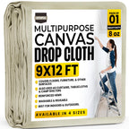 Utopia Drop Cloth (9x12 ft, 1 Pack) Washable and Reusable Drop Cloth for Painting, Furniture & Floor Protection Highly Absorbent Painting Tarp - Canvas Drop Cloth for Outdoor and Indoor Use