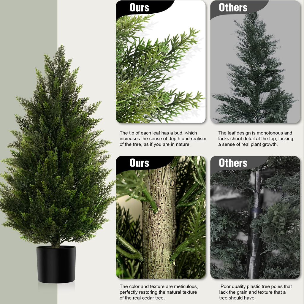 Vitalismo 3FT Artificial Cedar Trees Set of 2 for Outdoor Front Porch