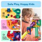 PicassoTiles 50pcs Magnetic Tiles Marble Run for Kids Race Track Toy Marble Maze Sensory Toys for Toddlers STEM Educational Set Magnet Building Blocks Construction Building Tiles Boys Girls 3+ PTG50