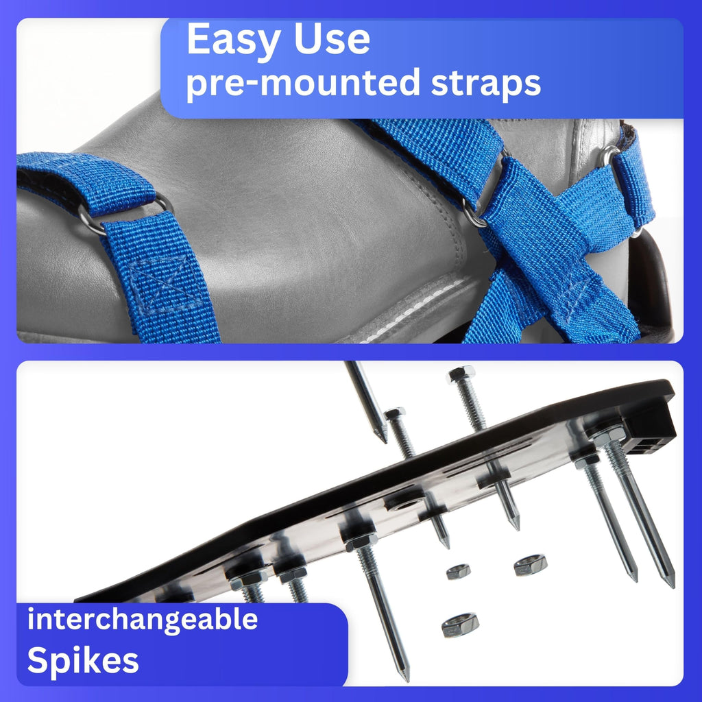 Briliantwerk Lawn Aerator with Adjustable Straps - for Lawn Aeration or as Screed Shoes - Lawn Aerator Shoes as Perfect Aerator Lawn Tool - incl. Two Nail Lengths - Lawn dethatcher - epoxy Shoes