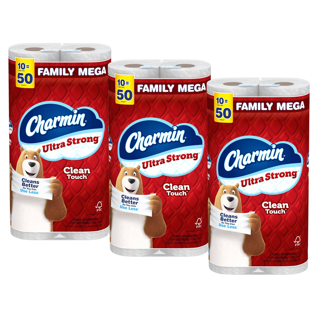Charmin Ultra Strong Clean Touch Toilet Paper, 30 Family Mega Rolls = 150 Regular Rolls