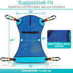 Vive Patient Lift Sling - Full Body Mesh Transfer Sling for Showering & Home Use - Hoyer Lift Pad for Elderly, Disabled, Bariatric - Patient Transfer Assist Device Blanket for Bed Positioning, Lifting