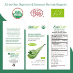 AloeCure USDA Organic Aloe Vera Juice Made Within 12 Hrs of Harvest - Pure Aloe Juice Natural Digestive Supplement to Support Digestion, Immune System and Balanced Stomach Acidity, 18 x 500ml Bottles