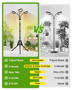 Tmsluody Grow Lights for Indoor Plants, Full Spectrum LED Plant Light with Tripod Stand, Plant Growing Lamps with Timer 3/9/12H, 3 Color Modes, 6 Brightness, 78'' Adjustable Height for Large Plants