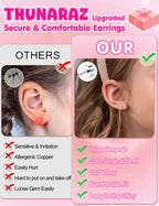 THUNARAZ 16 Pairs Hypoallergenic Earrings for Girls Kids Flat Back Studs