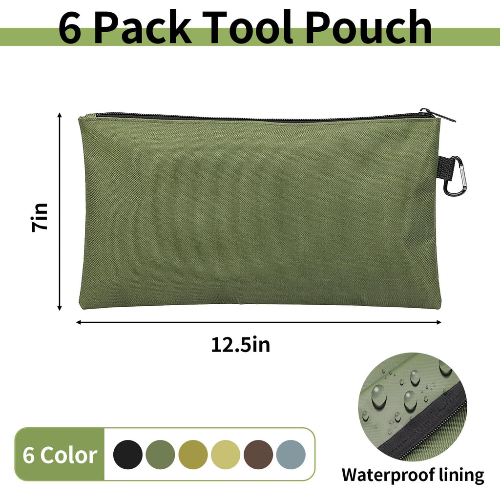 6 Pack Tool Bag Zipper Pouch, Premium Tool Pouch, Utility Storage Organizer