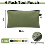 6 Pack Tool Bag Zipper Pouch, Premium Tool Pouch, Utility Storage Organizer