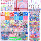 AIPRIDY 3200 Pieces Girls Toys Bracelet Making Kit, Unicorn/Mermaid Clay Beads Jewelry Activity Kit, DIY Crafts Birthday Christmas Gifts for Girls Ages 5 6 7 8 9 10 11 12 Years Old (Light Pink)