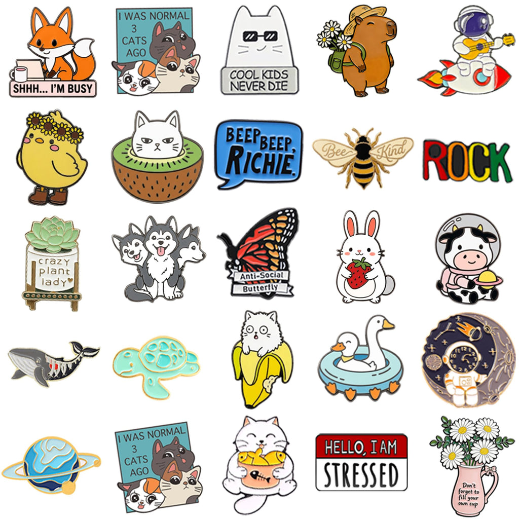 SINCCO Cute Enamel Backpack Pins, Funny Anime Lapel Pin Bulk Set