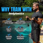 Bodylastics PRO Series Resistance Band Set - 5 Bands, Handles, Ankle Straps, Door Anchor, Carry Bag - Patented Clips and Snap Reduction Tech (3-190 Lbs Max Resistance)