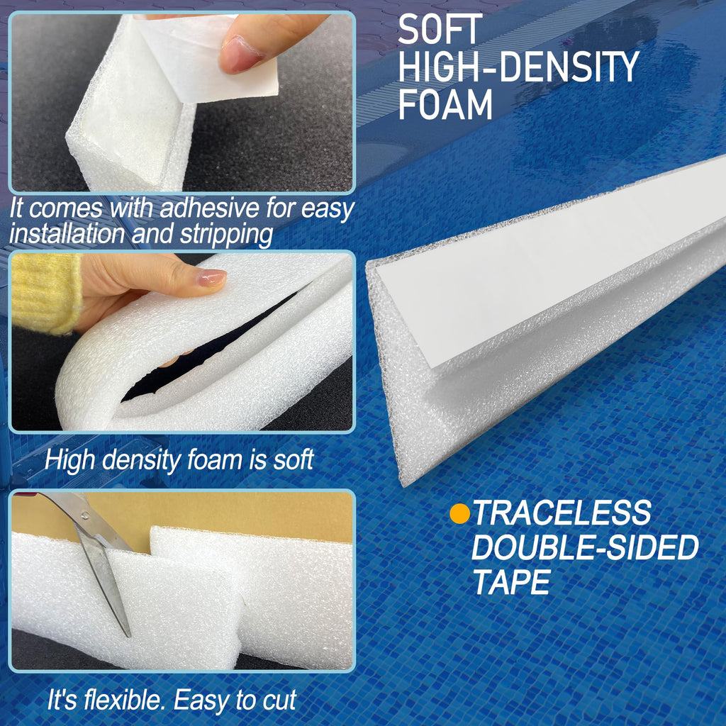 Desunqin 46.5" 20PCS Peel and Stick Pool Cove for 24' Round Above Ground Pool, Closed Cell Foam Peel and Stick Above Ground Pool Cove with Adhesive Backing, Protect Pool Liner, Prevents Excess Wear