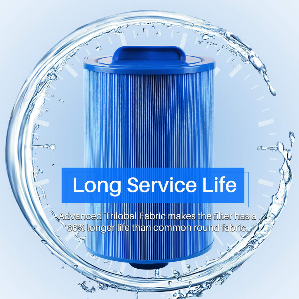POOLPURE 6CH-940RA Spa Filter Replaces Pleatco PWW50P3-M(1 1/2" Coarse Thread), Filbur FC-0359M, 03FIL1400, 45 sq.ft Screw in Filter 2 Pack