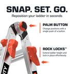 Little Giant Velocity M18 Multi-Position Aluminum Ladder, A-Frame, Extension, 90-Degree and Trestle Modes, Lightweight with Slip-Resistant Feet and Wheels, 300 lb. Type IA, 18-Ft Reach, 15417-001