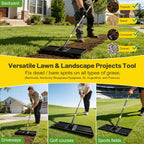 Lawn Leveling Rake,30x10 Inch Ground Plate,72 Inch Adjustable Long Handle Yard Level Tool with Curved Edge,Heavy Duty Large Landscaping Lawn Leveler for Grass, Golf Field, Soil Sand Dirt Spreader