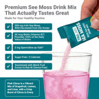 TRULABS Irish Sea Moss Powder Drink Mix – Pink Citrus Flavor, 500 mg Wildcrafted Sea Moss with 30 mcg Biotin and 3 mg Spermidine, Sugar-Free (16 Stick Packs)