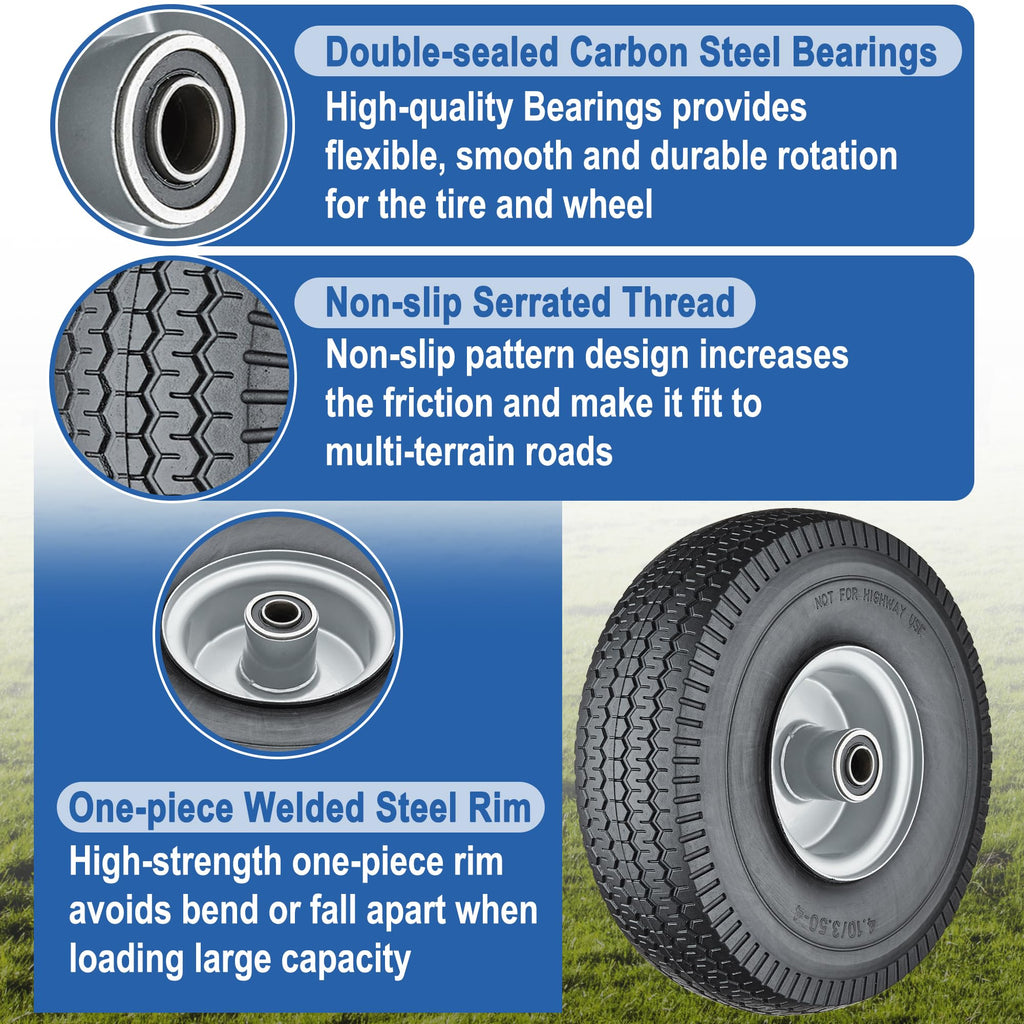 Cubesprings 4.10/3.50-4 Tire and Wheel Flat Free -2Pack