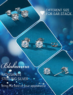 Moissanite Stud Earrings Sterling Silver Men's Earring14K White Gold Plated