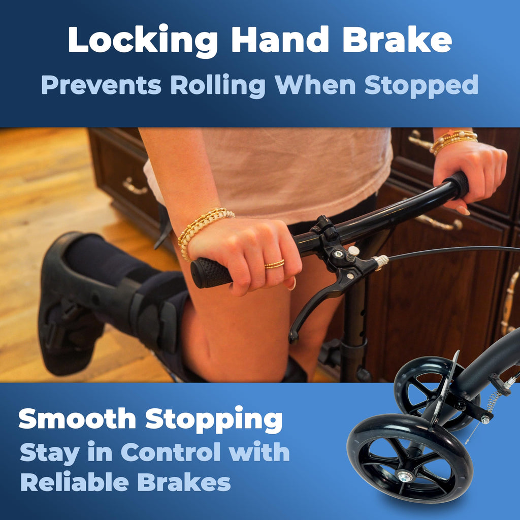 KneeRover Economy Steerable Knee Scooter – Foldable Mobility Aid & Knee Walker with Adjustable Handlebar and Comfortable Knee Pad for Adults (Black)