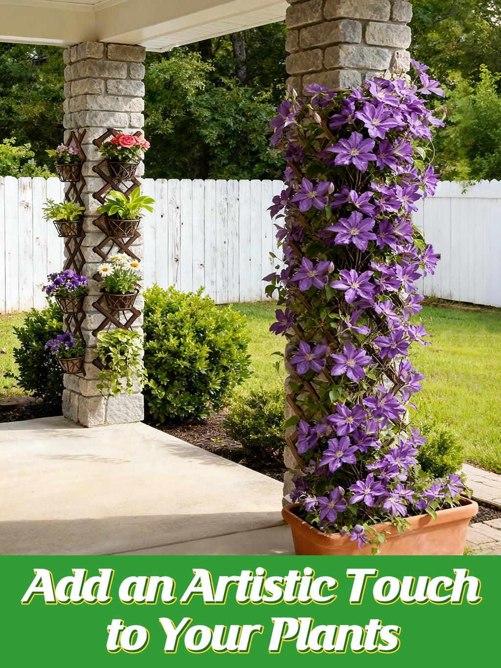 4Pcs 13x78 Expandable Wood Wall Trellis for Climbing Plants Outdoor/Indoor