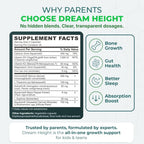 Moddy's Nutrition DreamHeight Growth Supplement for Kids & Teens, Bone, Immune & Sleep Support, Clinically Studied Formula, 120 Small Easy-to-Swallow Capsules