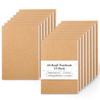 feela 15 Pack A5 Kraft Notebooks, 60 Lined Blank Pages Travel Journal Bulk, Soft Cover Notebooks for Women Girls Students, Making Plans Writing Memos Office School Supplies, 8.3 X 5.5 in