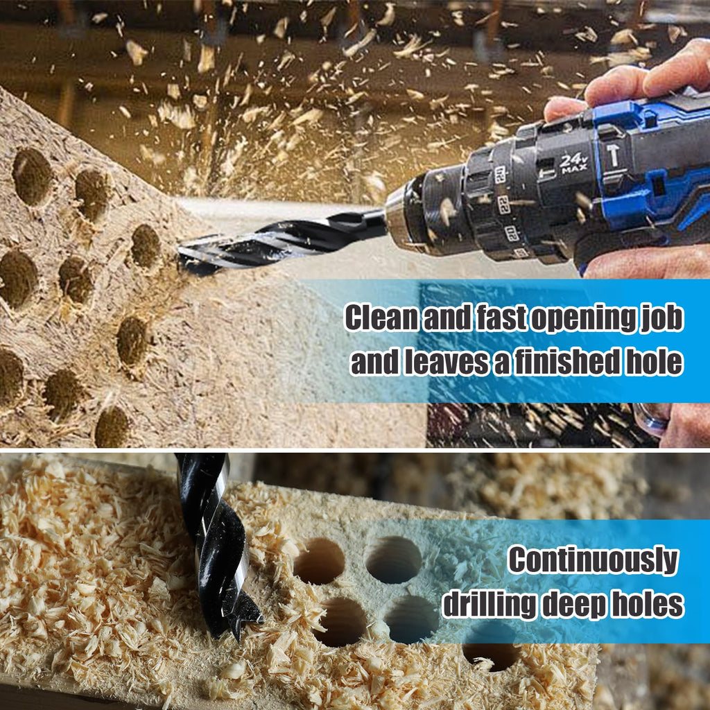 WOBLLMX 9/16'' x 9'' Auger Drill Bit for Wood, Hex Shank Tri Flute Ship Auger Long Drill Bit for Soft and Hard Wood,Tree Stump,Plastic,Drywall and Composite Materials