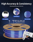LANDU Silk Dual Color PLA Filament 1.75mm 1KG, 3D Printer Filament Dimensional Accuracy +/- 0.02mm, Coextrusion Filament PLA Shiny Filament Fits for Most FFF 3D Printers,1KG Spool,Gold Silver