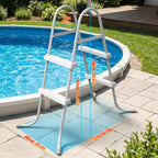 Above Ground Pool Ladder, 34 '' Pool Ladder, Swimming Pool Frame Ladder, 2-Steps,Suitable for Pools up to 34 inches deep Above Ground, Anti Slip Feet & Wide Steps