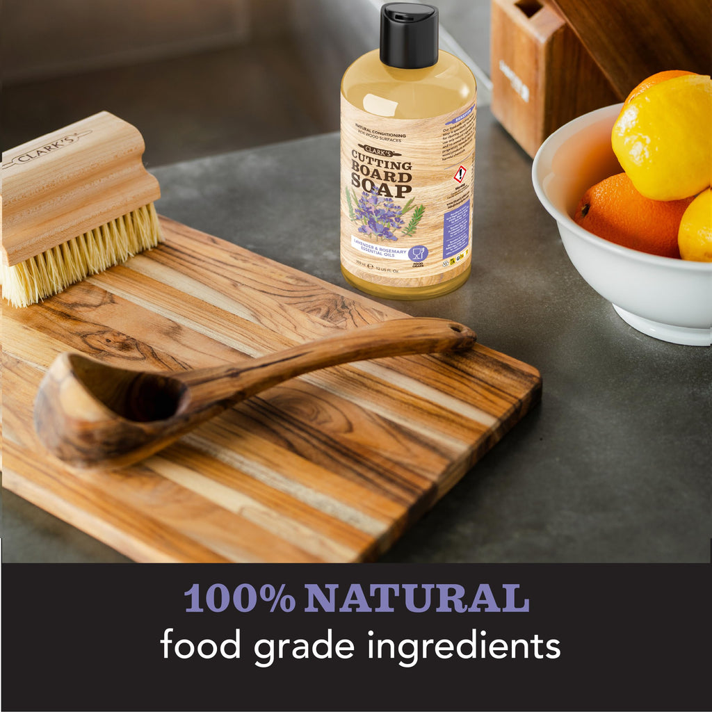 CLARK'S Cutting Board Organic Soap - Enriched with Lavender & Rosemary Oils - Cleaner for Butcher Block, Countertop and Utensils - Cleans and Restores Wood - Use Before Food Grade Mineral Oil