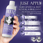 Blitz Silver Shine Polish Liquid Silver Polish for Sterling and Silverplate Jewelry, Dishes, Flatware, Fixtures, & Decor Non-Toxic, Non-Abrasive, & Planet Friendly Made in The USA 8oz Pack of 2