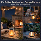 Solar Lanterns Outdoor Waterproof 4 Pack, Outdoor Solar Lanterns with Flickering Flame Effect, USB-C & Solar Charging, Auto Dusk to Dawn, Hanging Light for Garden Patio Yard