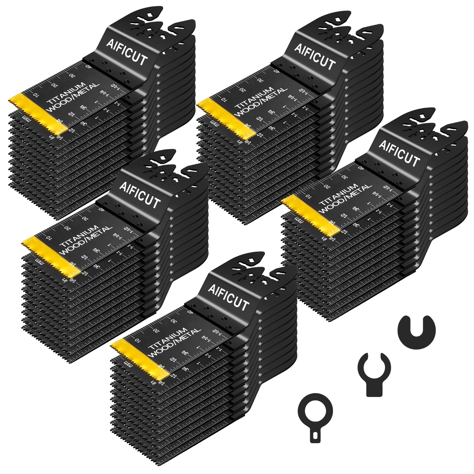 AIFICUT 55 PCS Oscillating Saw Blades Quick Release Universal oscillating Tool Blades Wood Plastics and Metal Multitool Blade Kits for Wood fit Dewalt Rockwell Milwaukee Makita Ryobi