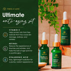 Tree of Life Beauty Facial Skin Care Set, Firming, Hydrating, Dry Face, Dermatologist Tested - Trio Power Kit, Vitamin C, Retinol and Hyaluronic Acid, 3 count of 1 Fl Oz