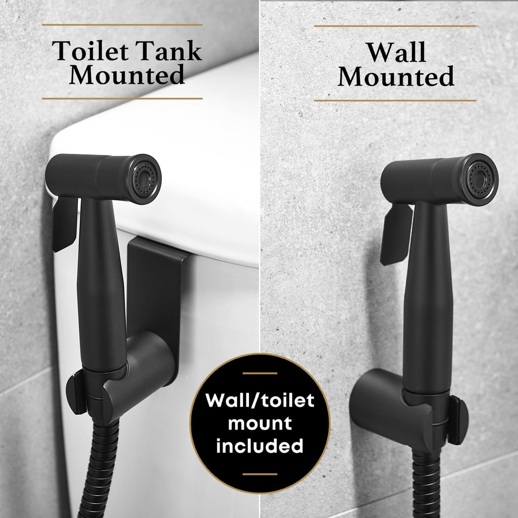 Purrfectzone Black Bidet Sprayer for Toilet, Handheld Shower Kit, Easy-to-Install Toilet Handheld Set, Hand Held Stainless Steel with Adjustable Flow, Cloth Diaper Sprayer Shattaf