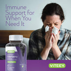 Viteey Sambucus Elderberry Gummies for Adults – Elderberry Vitamin C and Zinc Immunity Gummies - Vegan, Gluten-Free – 120 Count