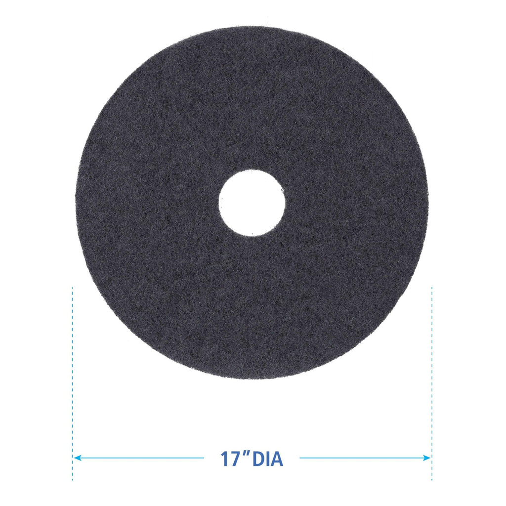 Boardwalk Stripping Floor Pads, 17" Diameter, Black, 5/Carton